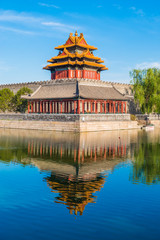 Corner Tower in Imperial Palace in Beijing, China