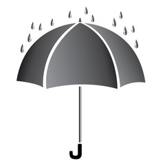 Umbrella with water. Black umbrella isolated on white background. Black Umbrella.