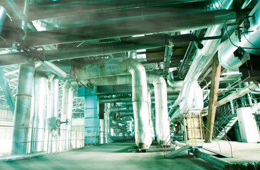 Industrial zone, Steel pipelines, valves and pumps