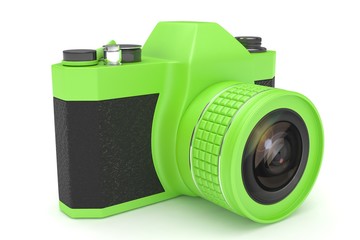 Retro camera isolated on white background. 3d rendering.