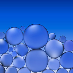 abstract vector water with bubbles. blue background pattern. Circle and liquid, light design, clear soapy shiny, illustration.