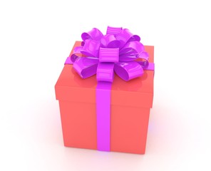 gift box with bows isolated on white. 3d rendering.
