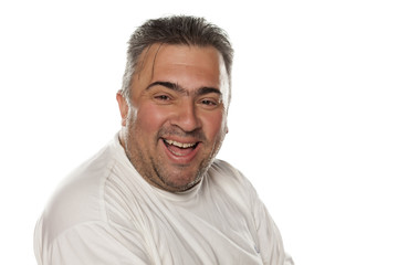 Fototapeta premium Portrait of a smiling obese man