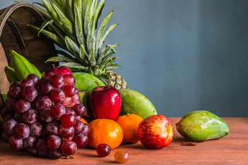 Fruits on wooden