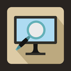 Computer monitor magnifying glass icon