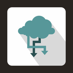 Cloud and arrows icon, flat style