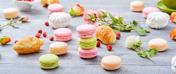 Colorful French Dessert Macaroons