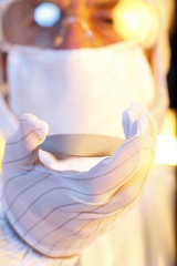 A man with chips on wafer