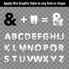 Metal Graphic Style for Text and Shapes. Apply using Graphic Styles Panel.