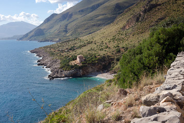 Obraz premium Zingaro Nature Reserve - pebbly beaches, turquoise sea, Trapani province