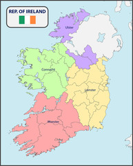 Political Map of Ireland with Names