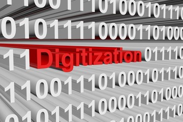 digitization in the form of binary code, 3D illustration