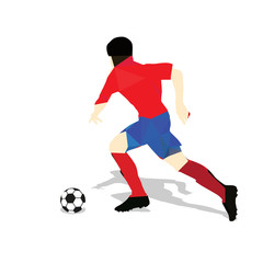 Abstract soccer player. Geometric soccer player, running vector