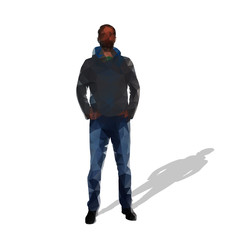 Fototapeta premium Standing man, hands in pockets, abstract vector silhouette