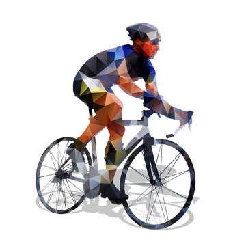 Cycling. Abstract geometrical vector road cyclist on his bike. A