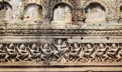Wall carving of Preah Khan Temple, Angkor Wat complex, Siem Reap