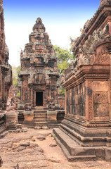 Naklejka premium Site of Banteay Srei Temple in Angkor Wat complex, Siem Reap, Ca