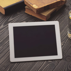 White tablet with blank black screen