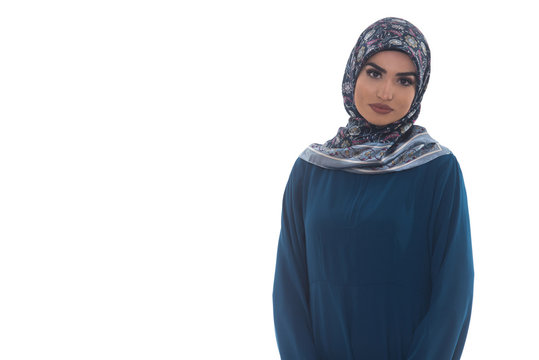 Muslim Woman Wearing Hijab On White Background