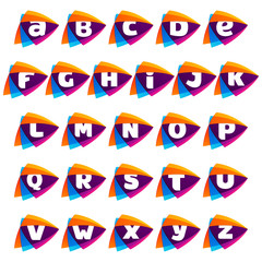 Alphabet logo in Play button icon. Triangle intersection icon.