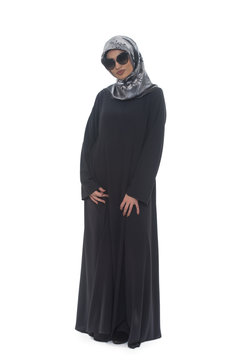 Young Muslim Woman In Head Scarf And Sunglasses