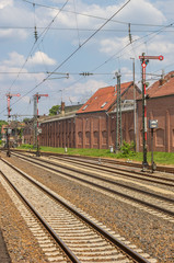 Railroad tracks and signals in Lingen