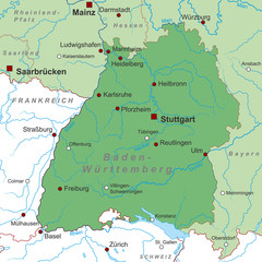 Bundesland Baden-Württemberg - Landkarte (in Grün)