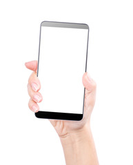 hand smartphone isolated on white background