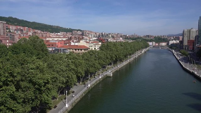 Right pan of the Nerbioi River in Bibao, Spain