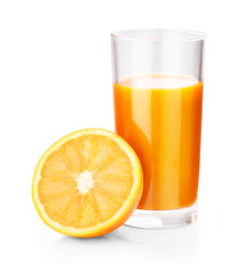 orange juice isolated on white