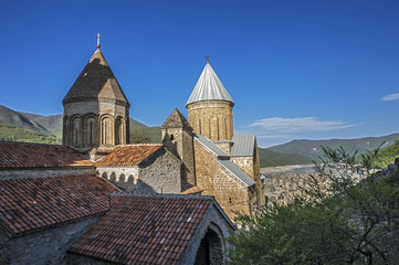 Georgia. Ananuri Castle - large, well-preserved 17th-century palace on the shore of the reservoir Zhinvali , Zhinvali around town .