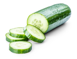 cucumber sliced isolated on white