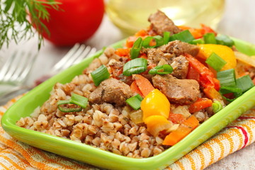 Buckwheat with meat and vegetables