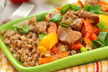 Buckwheat with meat and vegetables