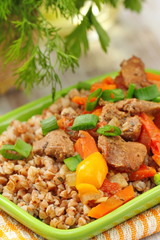 Buckwheat with meat and vegetables