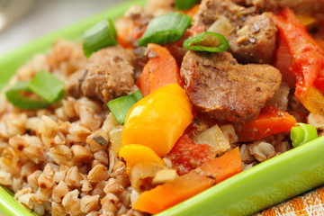 Buckwheat with meat and vegetables