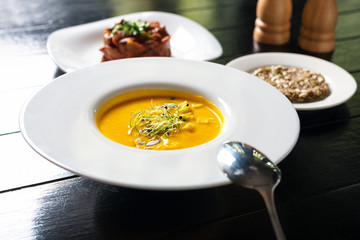 pumpkin soup with cereal bread
