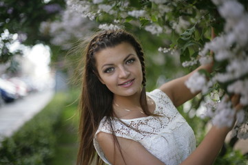 Cute girl in white dress