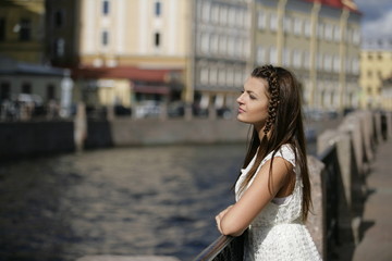 Cute girl in white dress