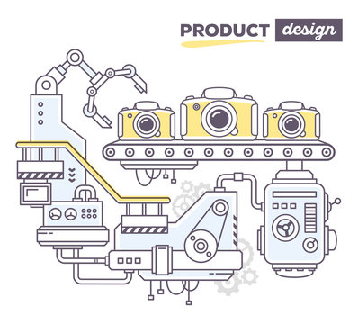 Vector illustration of creative professional mechanism to produc