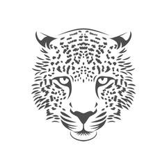 Fototapeta premium Leopard head logo or icon. One color. Stock vector illustration.