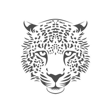Leopard head logo or icon. One color. Stock vector illustration.