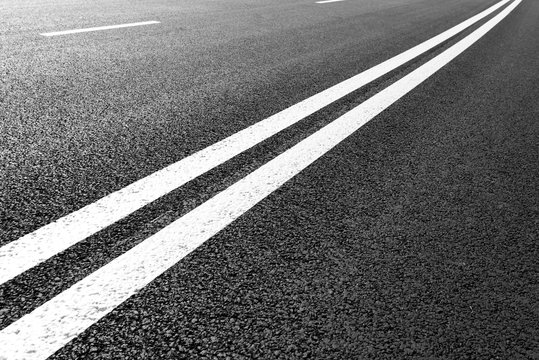 Asphalt Road With Marking Lines White Stripes