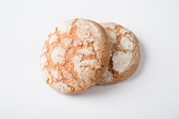 Two cookies on white background