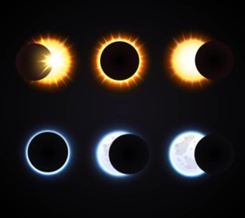 Sun And Moon Eclipse Icons Set
