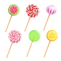  Sweets Lollipops Candies Realistic Icons Set
