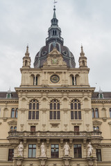 Fototapeta na wymiar Graz, Austria - February 28, 2016. The Graz City Hall (Grazer Rathaus) facade view which stands on the Main City Square (Hauptplatz).