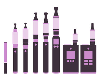 Obraz premium Electronic cigarette. Isolated on white background. Types vaporizers. Set.