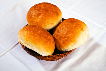 buns in a wicker basket