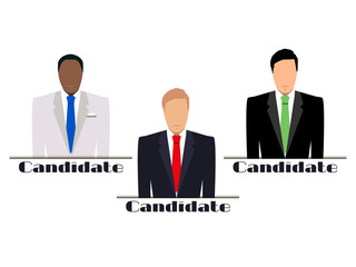Man in a suit, job candidate. A candidate for election. De-identified people. Isolated on white background. Flat style.